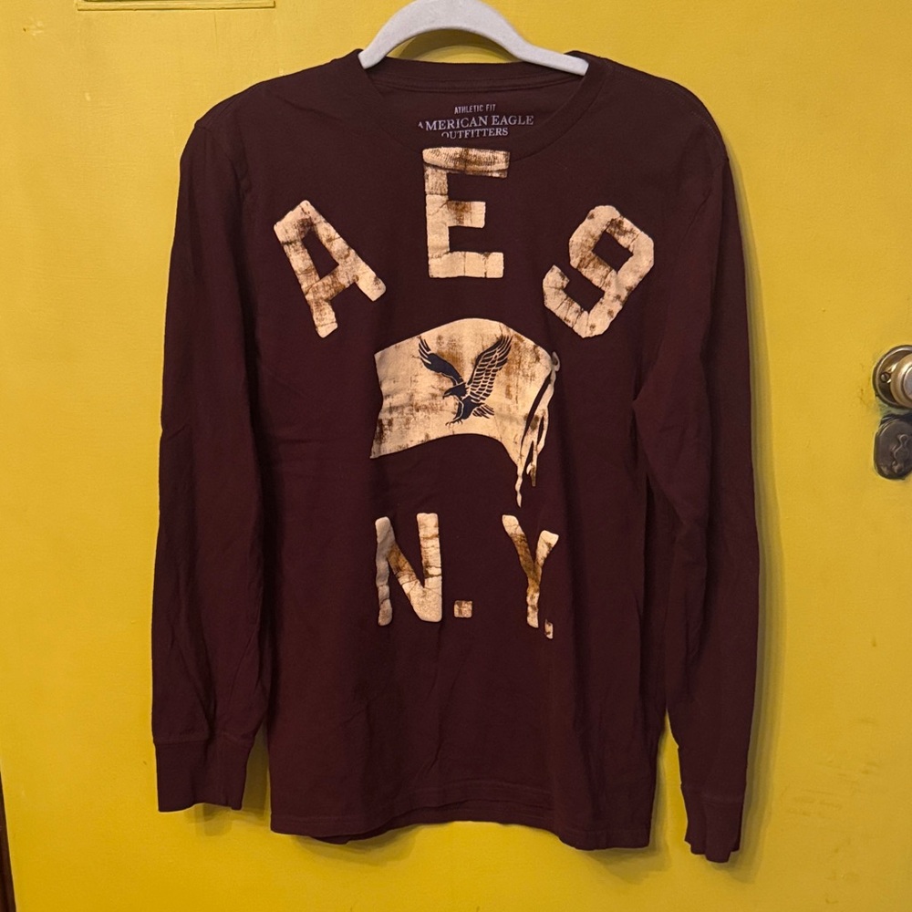 Vintage American Eagle Maroon Long Sleeve Shirt